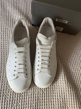 Authentic Alexander McQueen White/Cloud Blue Leather Sneakers